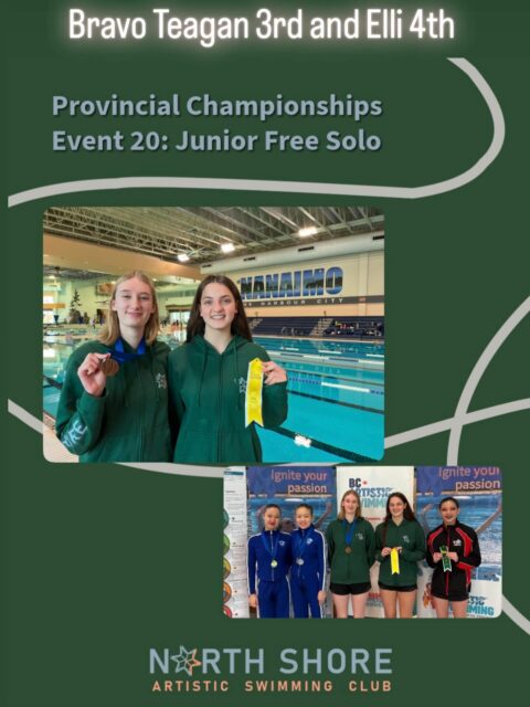 We wrapped up our last event and close out 2026 BC Provincial Championships with a Bronze for Teagan and 4th for Elli for their graceful Jr Free Solos! 

Rest up athletes and Coach Fannia! We had some way too early morning days and you’ve earned a well deserved break! 

Congratulations on all your achievements this weekend. 

#artisticswimming #championships #high-performance #hardworkpays #thankscoach