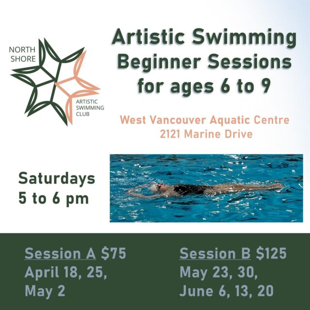 Registration open for beginner Artistic Swimming sessions ages 6-9 at West Vancouver Aquatic Centre. Visit our website for details! 

#artisticswimming #westvancouver @westvanrec #kidsports #northshore @pacificsportfv @bcartswim